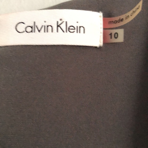 CALVIN KLEIN DRESS, army green color with black belt, goddess style draped neck - Picture 3 of 10